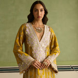 Sajda - Mustard Yellow Banarasi Kaftan