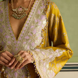 Sajda - Mustard Yellow Banarasi Kaftan