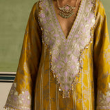 Sajda - Mustard Yellow Banarasi Kaftan