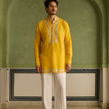 Amaan - Yellow Embroidered Kurta Set