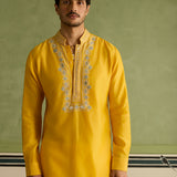 Amaan - Yellow Embroidered Kurta Set