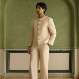 Sabr - Ivory Cropped Jacket Set