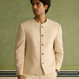 Sabr - Ivory Cropped Jacket Set