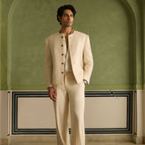 Sabr - Ivory Cropped Jacket Set