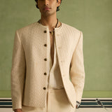 Sabr - Ivory Cropped Jacket Set