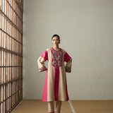Yama - Dark Beige & Crimson Magenta Kurta Set