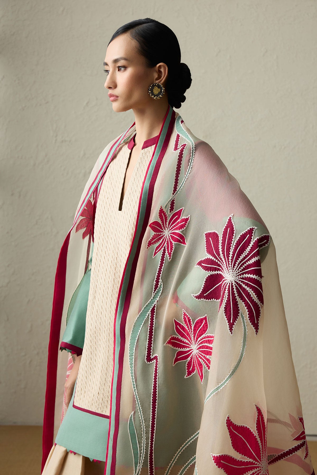 Matsu - Dark Beige & Forest Green Kurta Set-RTS
