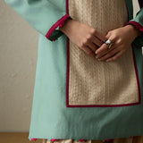 Matsu - Dark Beige & Forest Green Kurta Set-RTS