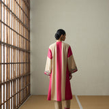 Yama - Dark Beige & Crimson Magenta Kurta Set
