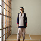 Matsu - Baby Pink & Navy Blue Kurta Set