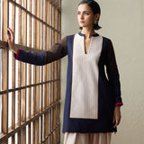 Matsu - Baby Pink & Navy Blue Kurta Set