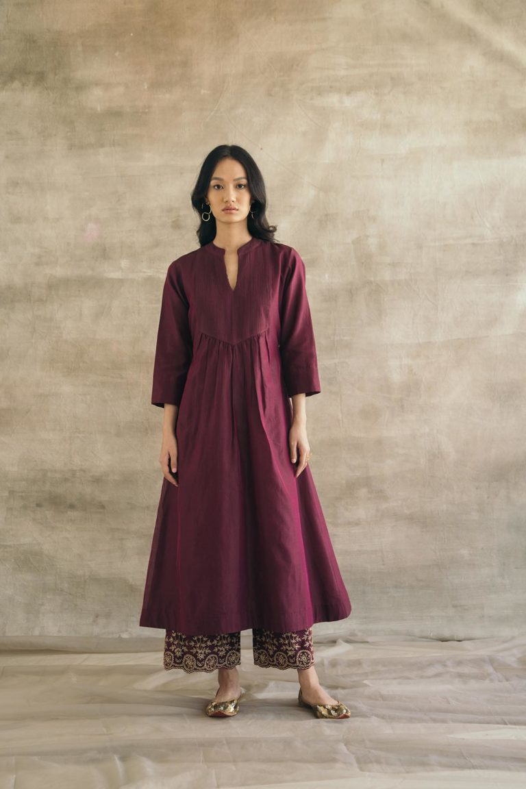 Pin-Tuck and Zari Kurta Set