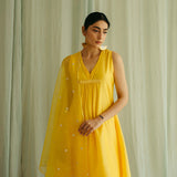 Sleeveless Asymmetrical Kurta Set