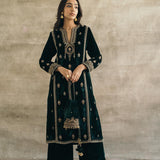 Velvet Mughal Motif Kurta Set