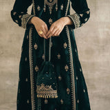 Velvet Mughal Motif Kurta Set