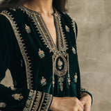 Velvet Mughal Motif Kurta Set