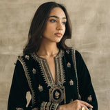 Velvet Mughal Motif Kurta Set