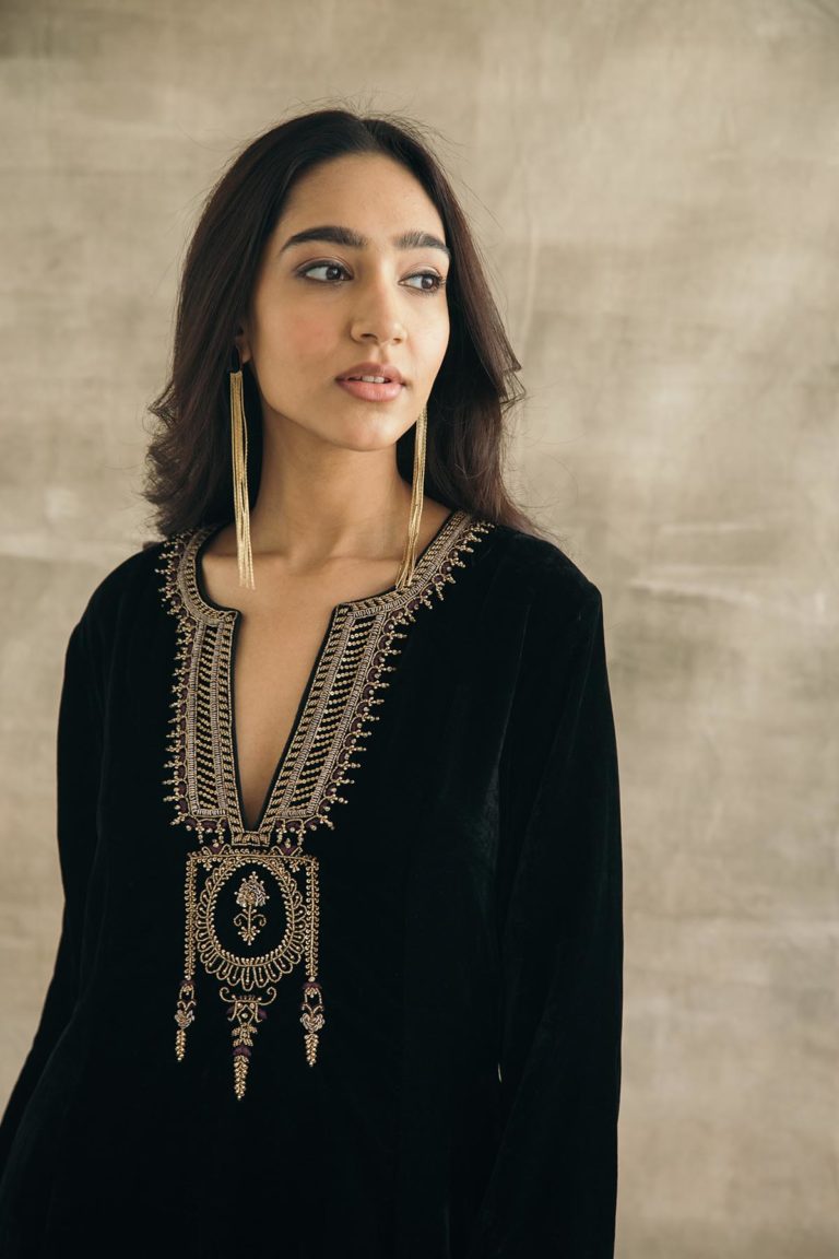 Silk Velvet Mughal Kurta Set