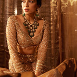 Champagne Gold Sequin Spray Lehenga