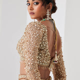 Champagne Gold Sequin Spray Lehenga