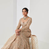 Champagne Gold Sequin Spray Lehenga