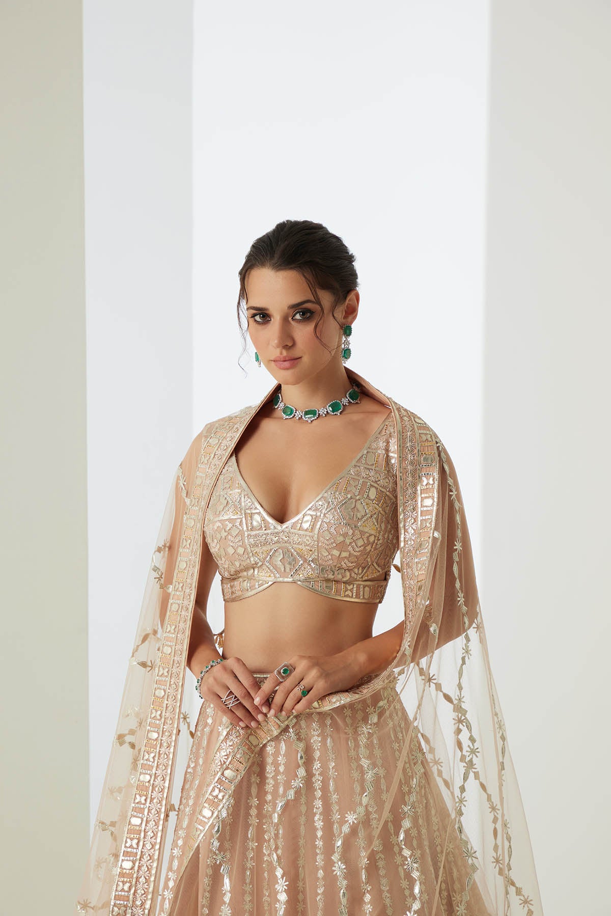 Nude Beige Embroidered Lehenga