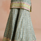 Iced Grey Bandhani Embellished Gharara Set-RTS