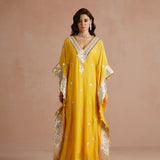 Yellow Gota Embroidered Kaftan