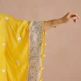 Yellow Gota Embroidered Kaftan