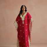 Crimson Gota Embroidered Kaftan