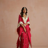 Crimson Gota Embroidered Kaftan