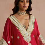 Crimson Gota Embroidered Kaftan