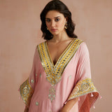 Blush Pink Gota Embroidered Kaftan