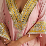 Blush Pink Gota Embroidered Kaftan