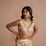 Deep Nude Mirror Drape Sharara Set