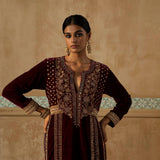 Mulberry Embroidered Long Kurta Set