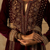 Mulberry Embroidered Long Kurta Set