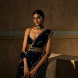 Peacock Blue Velvet Drape Sharara Set