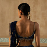 Peacock Blue Velvet Drape Sharara Set