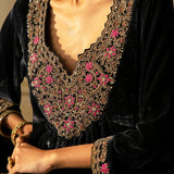 Charcoal Zardozi Kashmiri Kurta Set