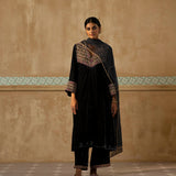 Lamha - Charcoal Velvet Kurta Set-RTS
