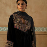 Lamha - Charcoal Velvet Kurta Set-RTS