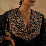 Lamha - Charcoal Velvet Kurta Set-RTS