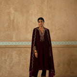 Silk Velvet Mughal Kurta Set-RTS