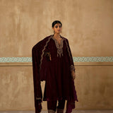 Silk Velvet Mughal Kurta Set-RTS