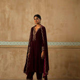 Silk Velvet Mughal Kurta Set-RTS