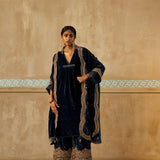 Asymmetrical Silk Velvet Kurta Set