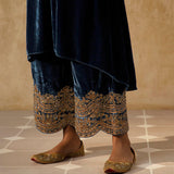 Asymmetrical Silk Velvet Kurta Set-RTS