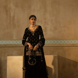 Black Velvet Fitted Gharara Set