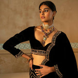 Black Scalloped Drape Sharara Set